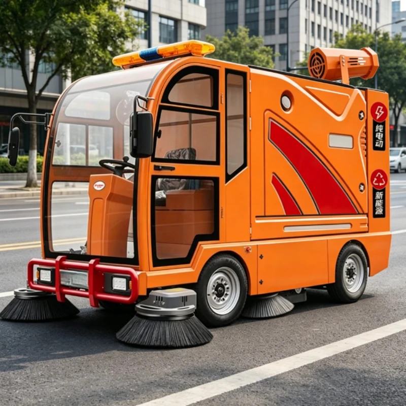 Electric Road Sweeper Compact Chassis Park Sweeping Rig For Commercial Mall Narrow Walkway Dust Debris Clearing Works