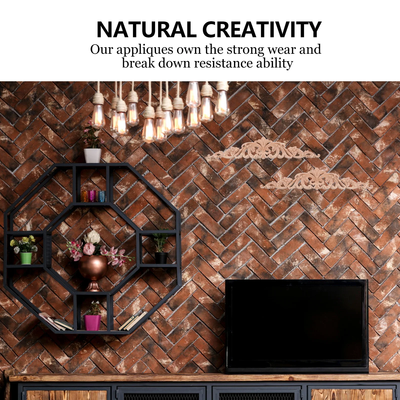 

2Pcs Floral Wood Carved Appliques Furniture Corner Onlays Natural Wood Decorative Onlays Carved Appliques