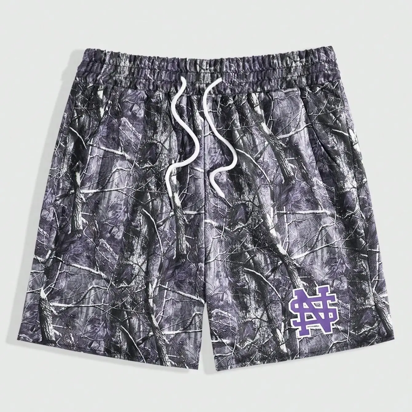 Zomer Dames Casual Strandshorts 3D Tak Print Modieuze Sportshorts Losse Sneldrogende Strandvakantie Shorts met Trekkoord