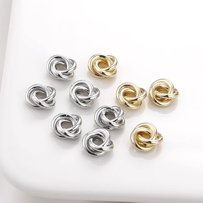 3pcs 12mm copper clad 14K Gold twisted shape triad flower beads DIY hand made jewelry beads beads accessories materials