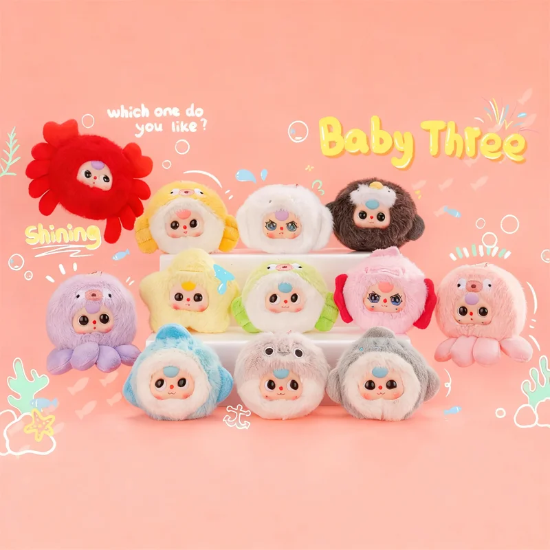

Baby Three Romantic Ocean Series Mystery Blind Box Vinyl Plush Marine Animals Doll Bag Charm Backpack Pendant Trendy Toy Gifts