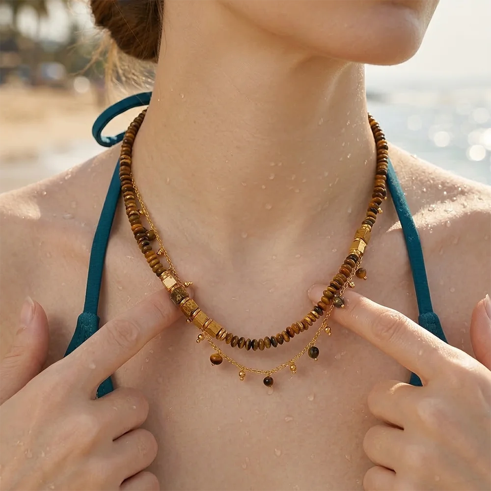 

Non-tarnish Stainless Steel Natural Stone Earrings for Women Vintage Water Drop Pendant Dangle Earrings Waterproof Jewelry 2026