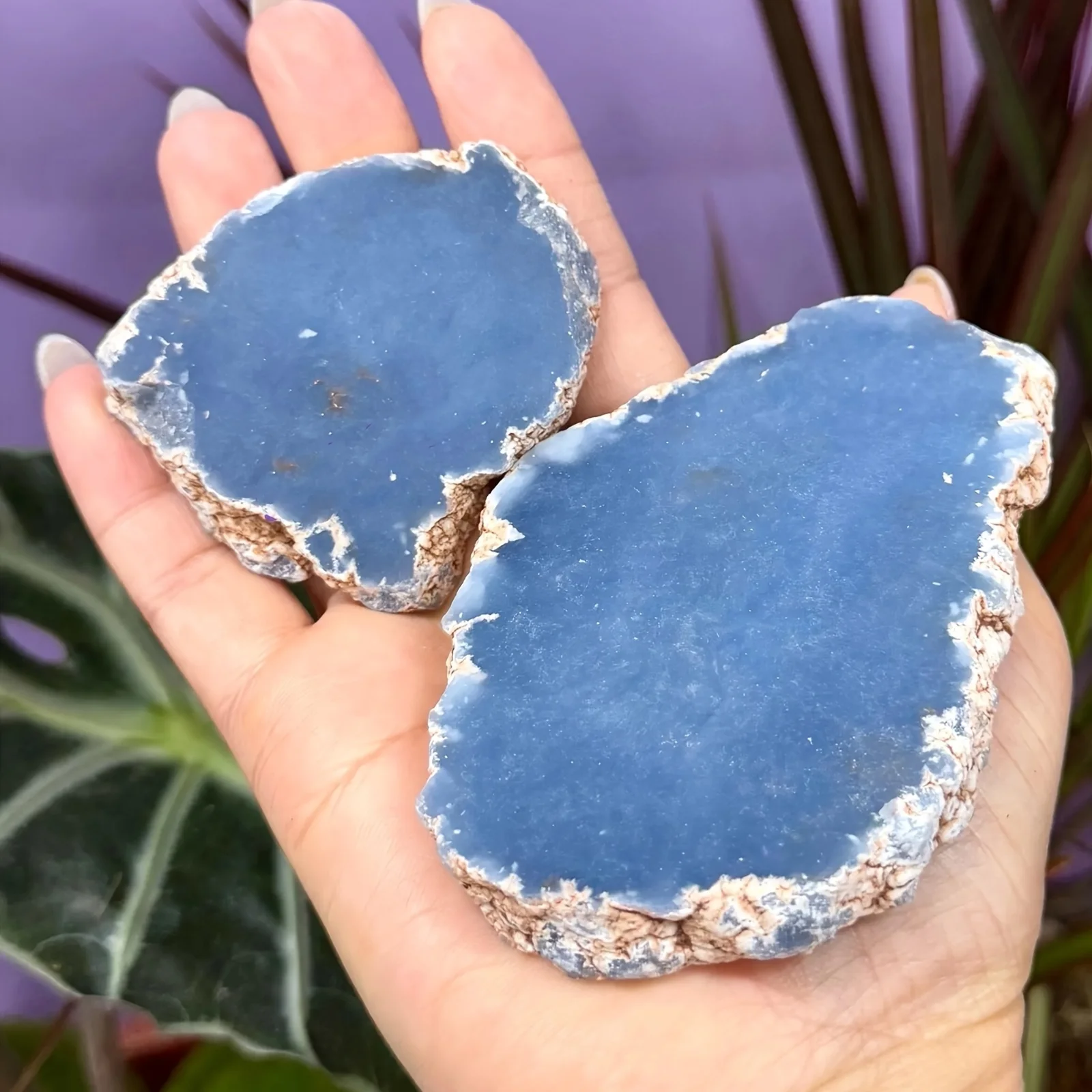 1pc Natural Angelite Raw Slice - a Distinctive High-Quality Rough Blue Angelite, Perfect for Sparkling Home Decoration
