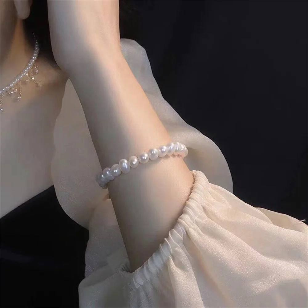 Fashion Elegant Irregular Pearl Bracelet For Women Creative Design Magnetic Buttons Bracelet Wedding Jewelry Accessories