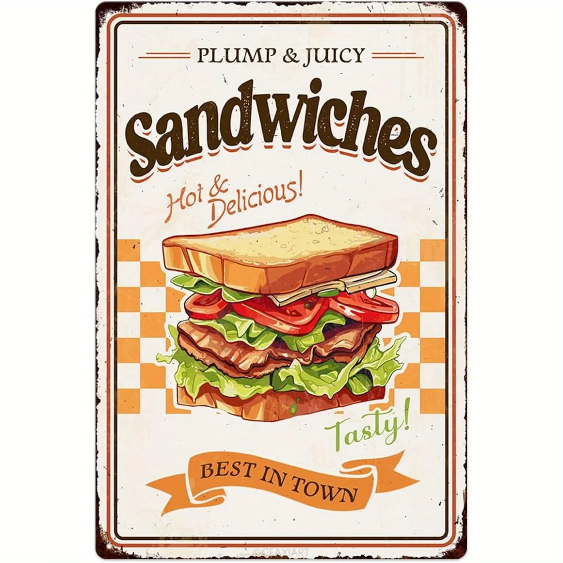 Vintage Sandwiches Metal Tin Sign - Retro Diner Sandwich Art Poster - Heavy-Duty Iron Wall Decor -   Kitchen, Cafe, Bar, Farmhou