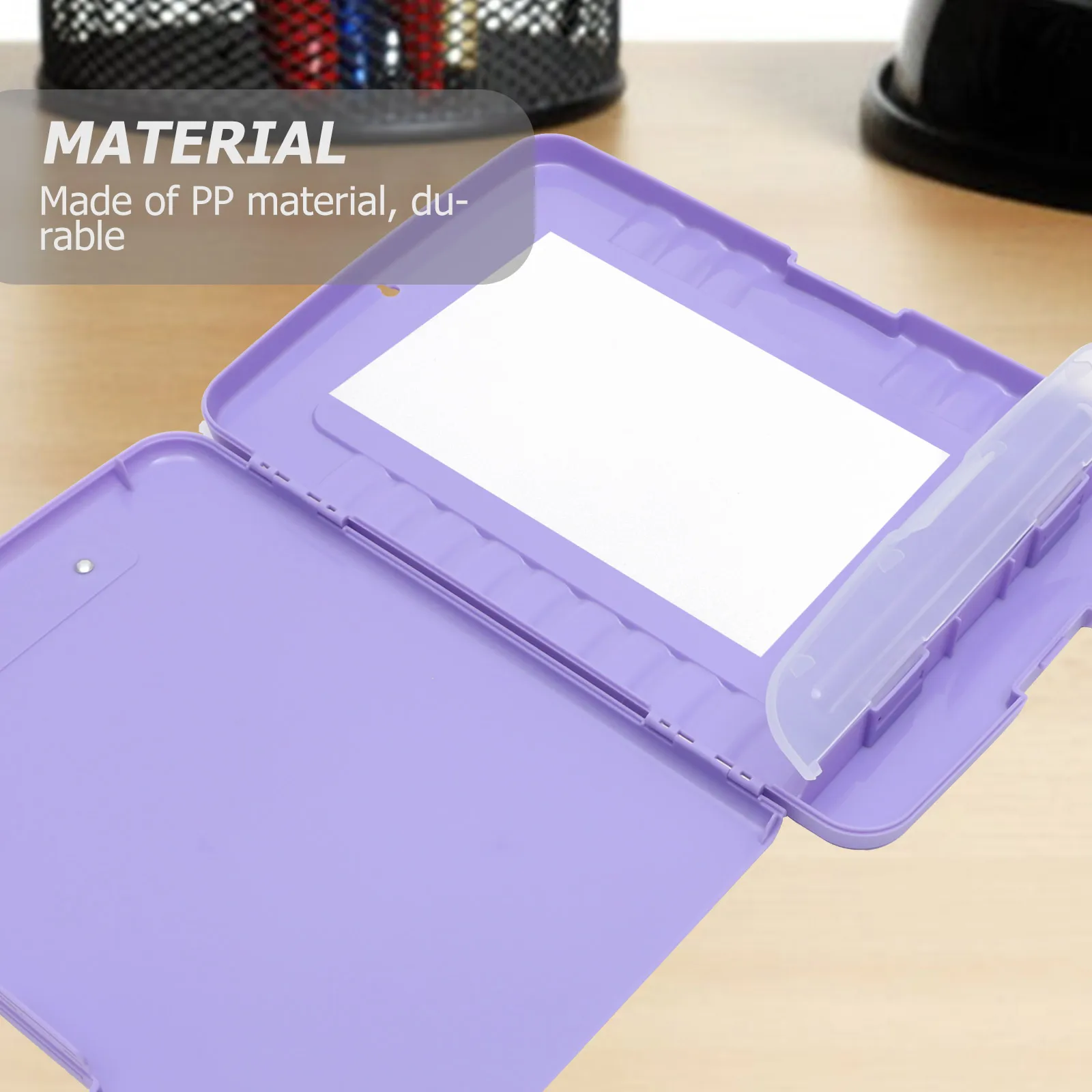 

A4 File Organizer Storage Box Document Holder Portable Writing Board Pp Material Light Purple Large Capacity Compact Lightweight