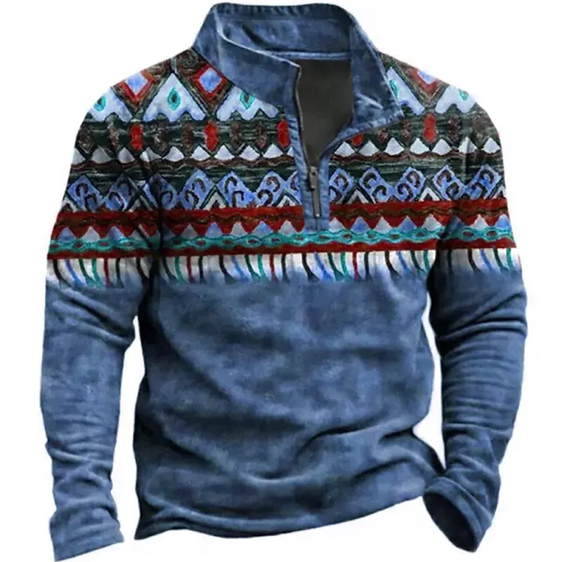 New Year Jacket Vintage Hoodies For Men Ethnic Totem Zip 3D Print Y2K Sweater Autumn Long Sleeve Sweatshirt Oversized Clothing