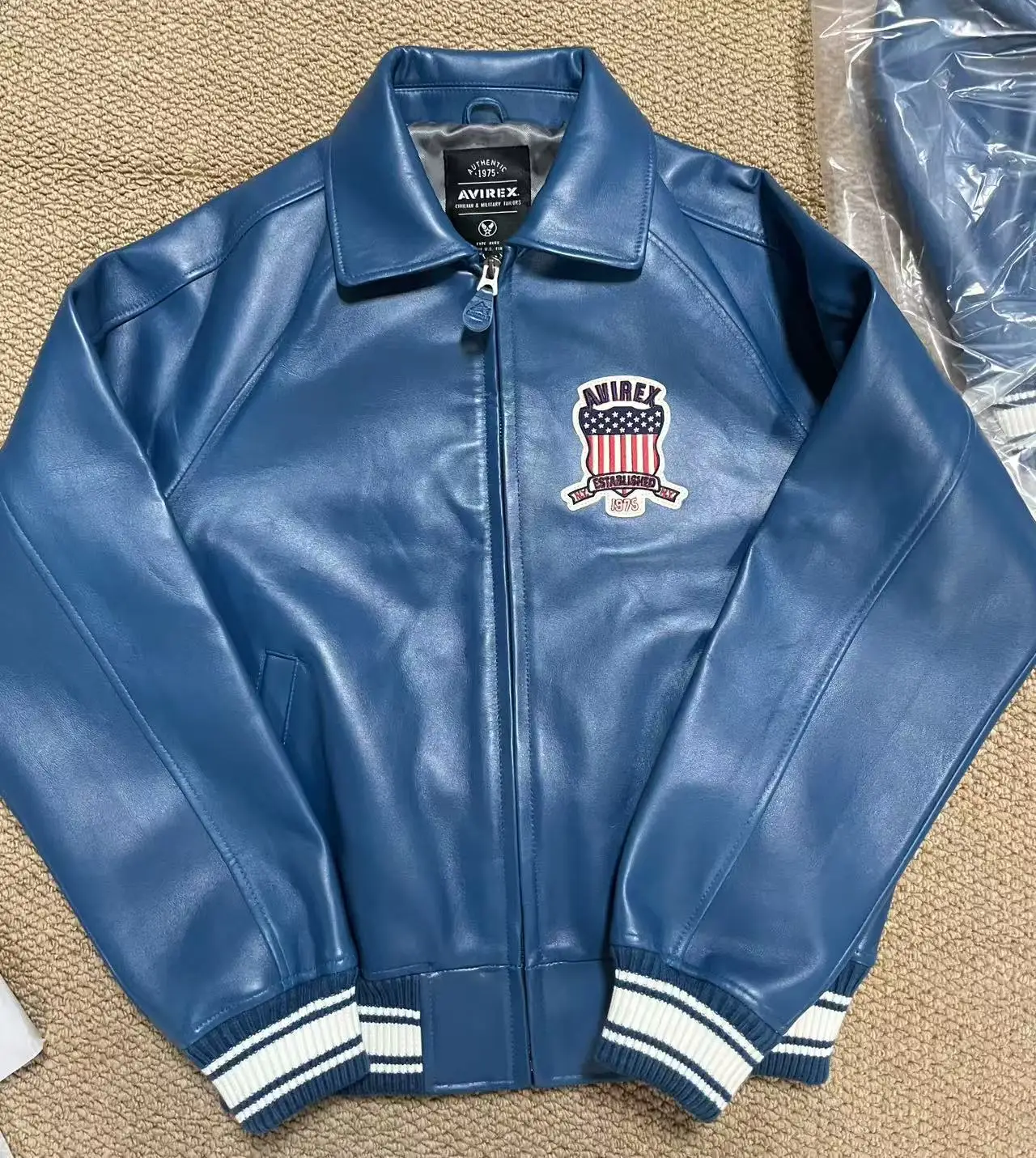 

AVIREX Мужская коричневая университетская куртка США больших размеров из плотной европейской овчины, высококачественные куртки из натуральной кожи с вышивкой