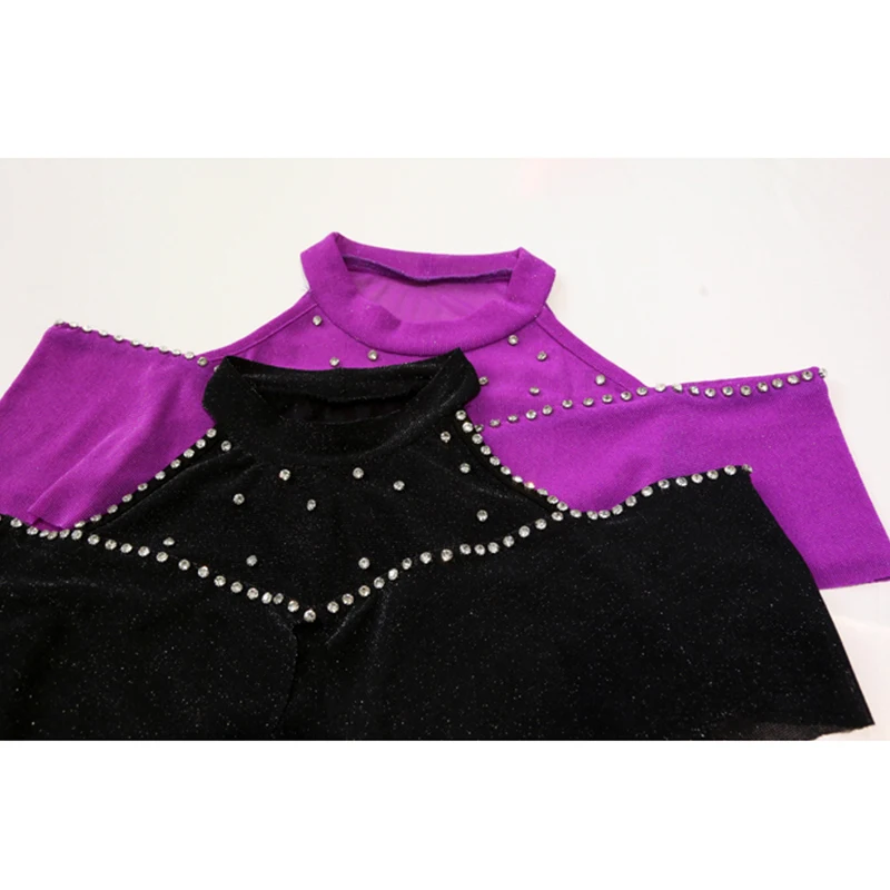 T-shirt stile coreano estivo nero Chic Sexy donna o-collo scava fuori diamanti lucidi Ruffles top manica corta Tees 2024 nuovo 45140