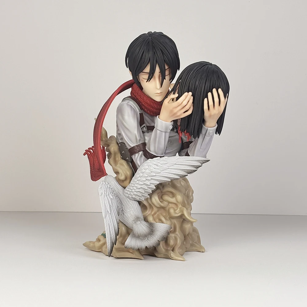 Attack on Titan Kiss of Death Anime Figure Toys Mikasa Ackerman Hold Eren Jaeger PVC Action Figure Collection Model Doll Gift