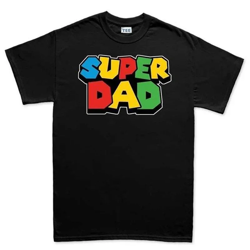 Camiseta de Super papá para hombre, camisa colorida de manga corta, Mario, Luigi, regalo del Día del Padre, Hipster de algodón, 2024