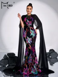 Missord 2026 New Round Neck Floral Cocktail Sequin Mermaid Evening Gown Elegant Beautiful Women's Wedding Birthday Party Dress
