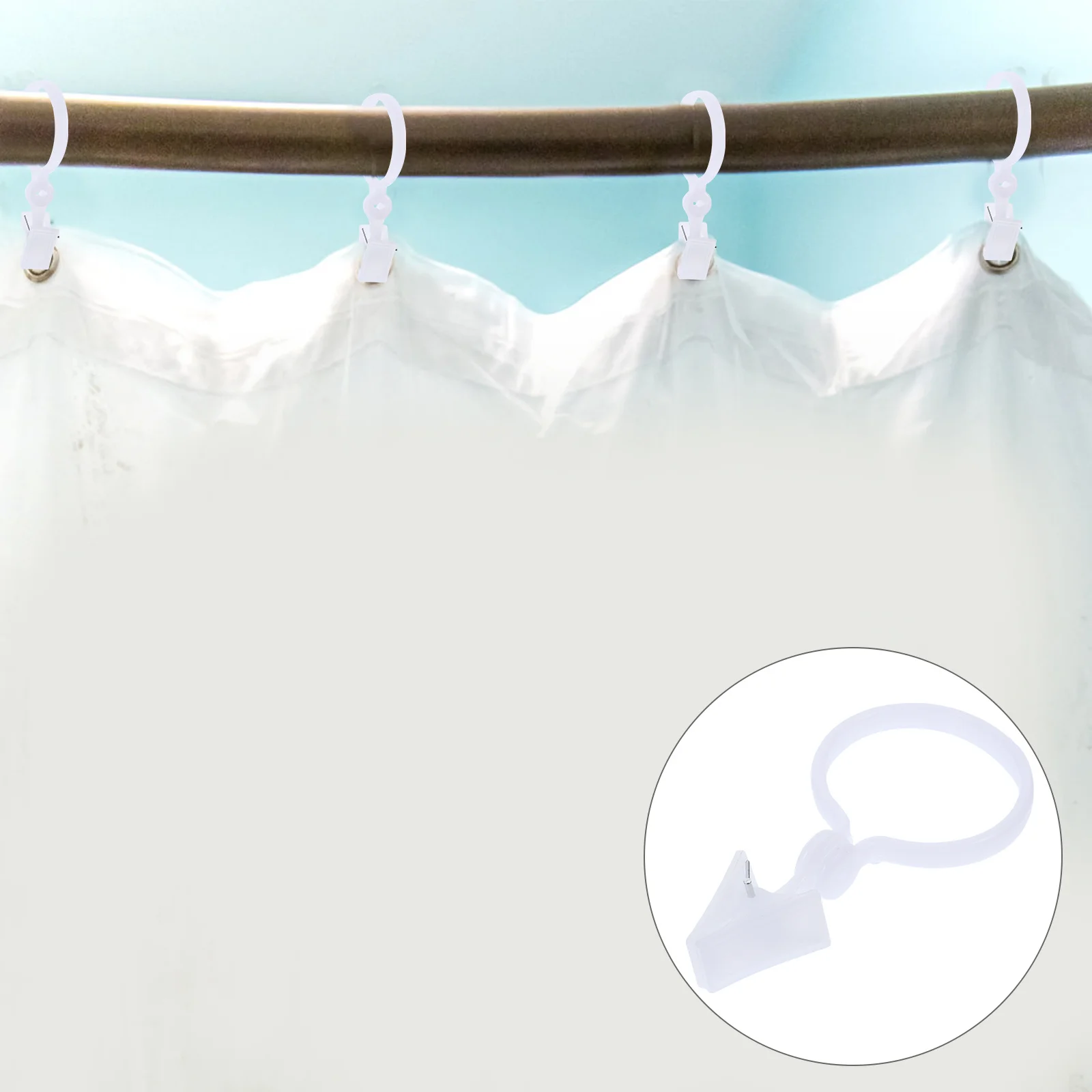 

80pcs Clips With Rings For Shower Curtain Drapes Tapestry Household Curtain Ring Clip Accessories Drapery Hanging Rings