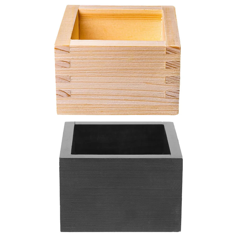 

2Pcs Japanese Wooden Square Box Polished Edges Safe Sake Cup Storage Japanese Style Wood Box for Cup