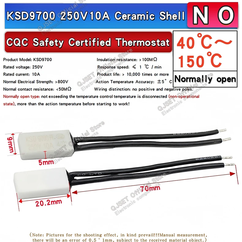 1 stücke Keramik Thermostat KSD9700 250 V 10A 40C 50C 60 ~ 150 Grad Schweißen Maschine Temperatur Schalter Überhitzung schutz Thermostat – Detail 5