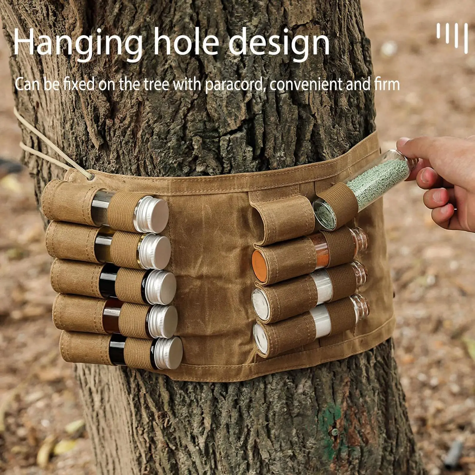 Seasoning Bottle Storage Bag Spice Jar Canvas Bag Condiment Carrier Food Grade Sealed for Outdoor Party Backyard Hiking Fishing
