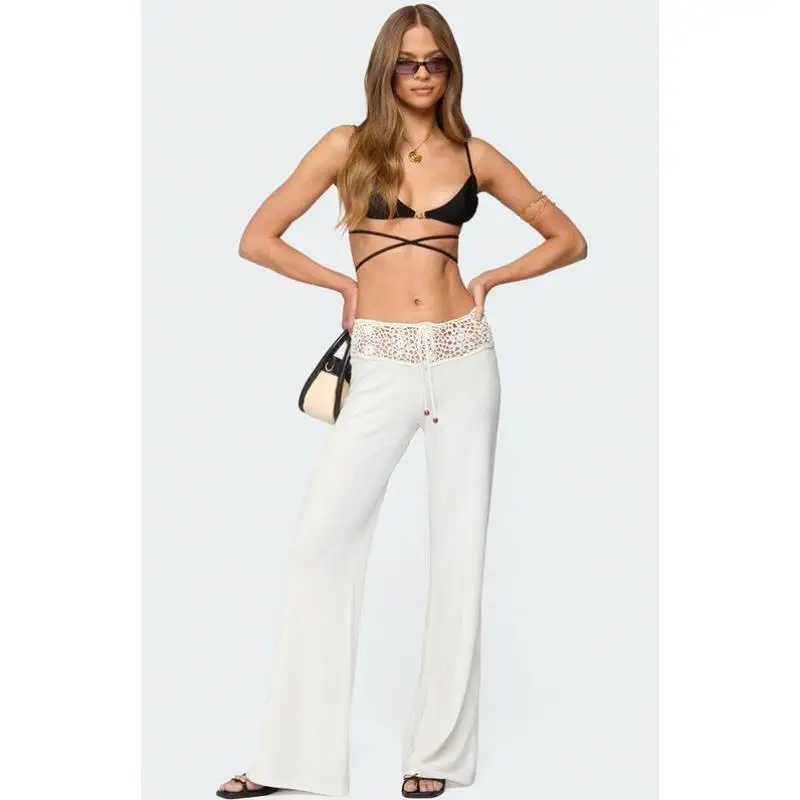 

Men's Casual Knitted Waistcoat Pants High Waist Straight Leg Korean Sle ex Summer Autumn Faion Hooked Women's Knitwear