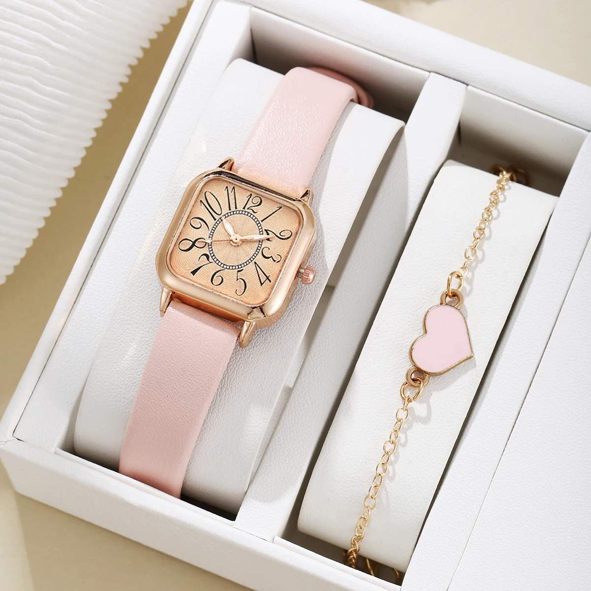 طقم ساعات نسائي بسيط ومتوافق تمامًا مع قطعتين للارتداء اليومي #1