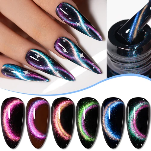 Imagen 2 del producto Esmalte de uñas en Gel para ojos de gato Aurora Starlit, 7,5 ML, brillo arcoíris, galaxia, gato, Gel magnético para decoración de uñas, barniz semipermanente UV