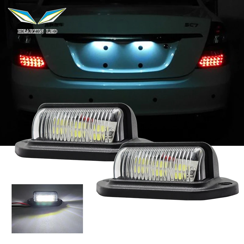 6 LED Car License Number Plate Light For SUV Truck Trailer Van Tag Step Lamp White Bulbs Car Products License Plate Lights