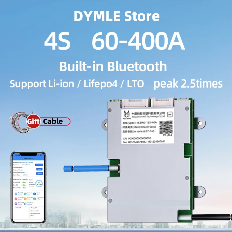 

Smart ANT BMS 4S Li-ion Lifepo4 Lto Battery Support Series Connection Same Port Balance Circuit Board Built 12V 60A 110A 400A