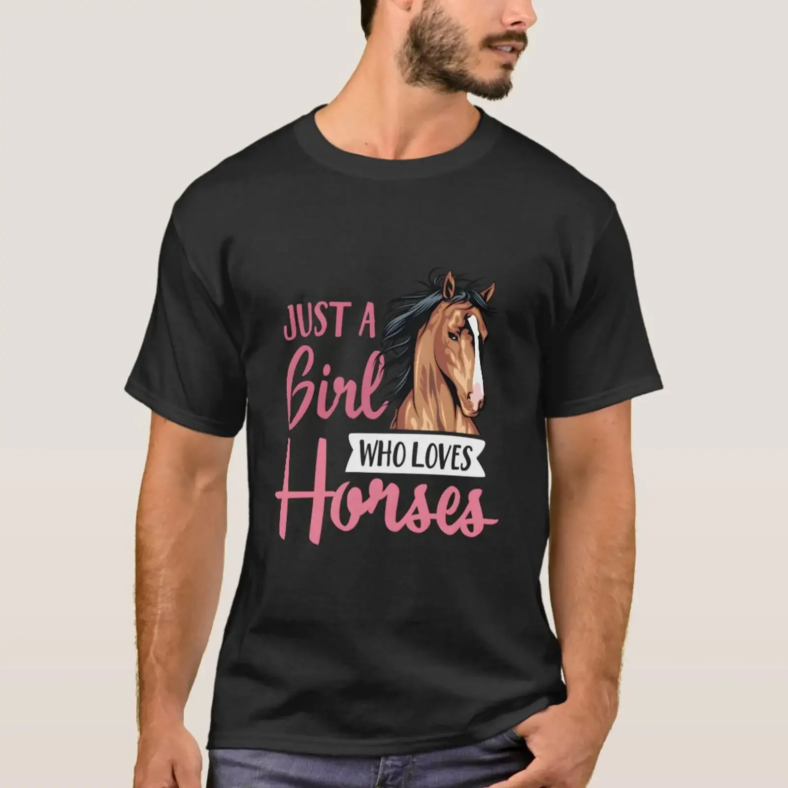 Just A Who Loves Horses Horseback Riding Lesson T Shirt vintage Washed graphic Unisex Versatile Comfortable Soft Stretched