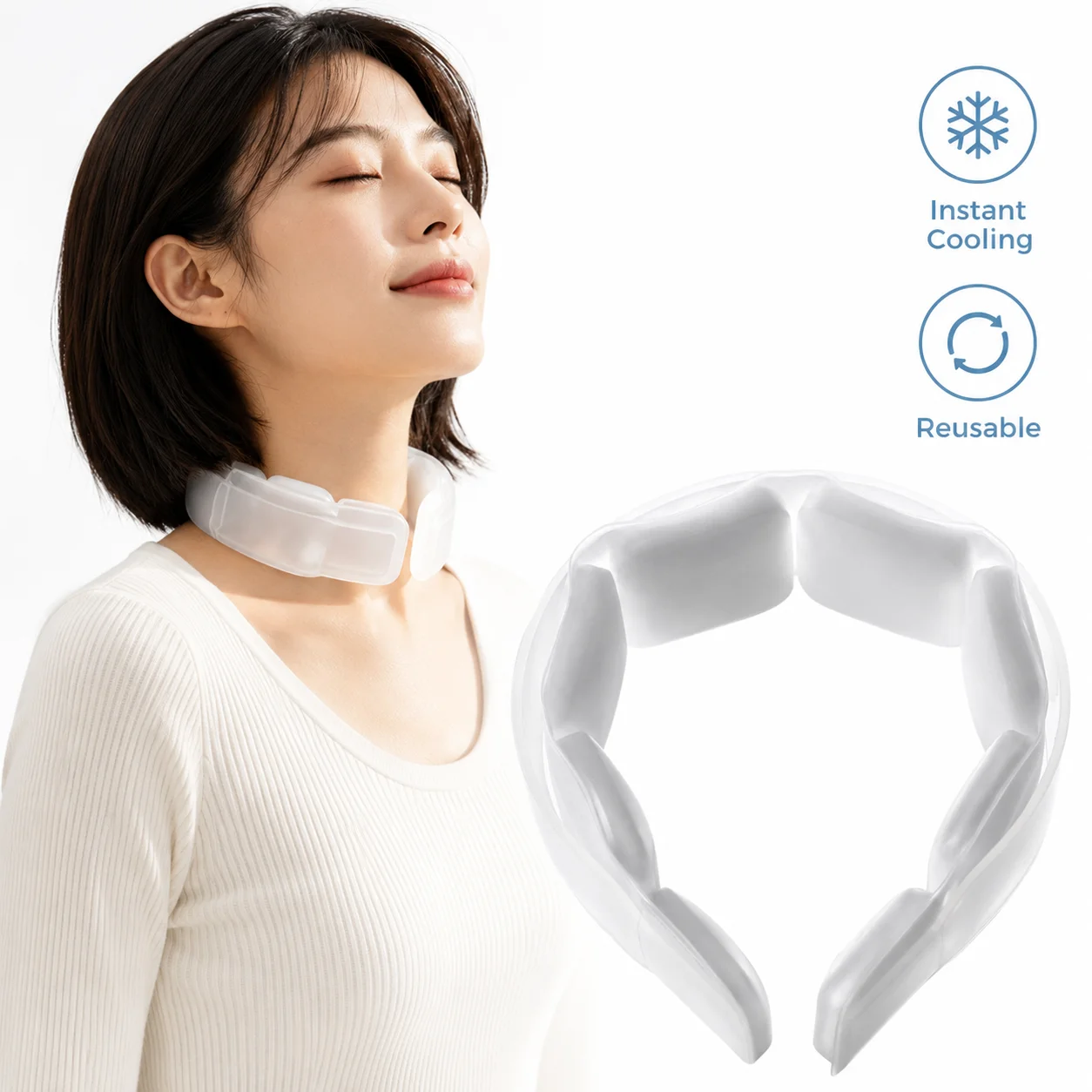 New Summer PCM Ice Neck Ring Hanging Cooling Collar Outdoor Portable Heat Relief TPU Soft Long Lasting Cool Essential