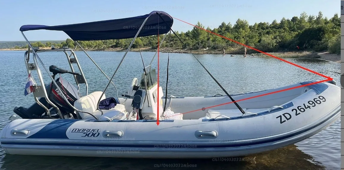 Yacht sunscreen awning easy to store T-shaped ceiling bow awning fishing boat, ship waterproof and rainproof canopy