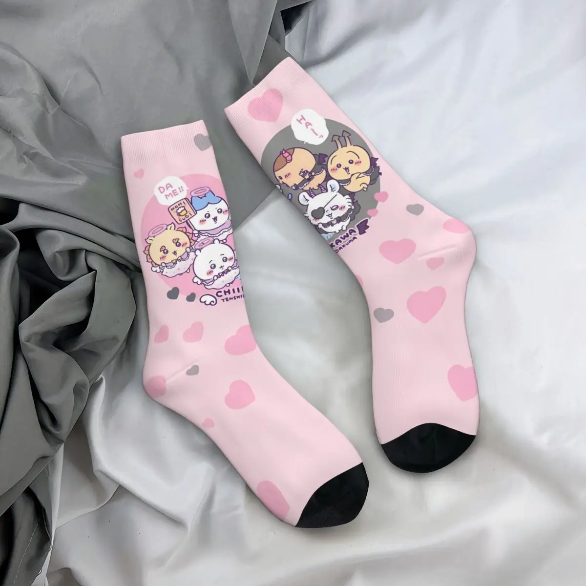 Chaussettes de course coordonnantes pour hommes adultes, bas Chiikawa, chaussettes imprimées rétro, confortables, printemps