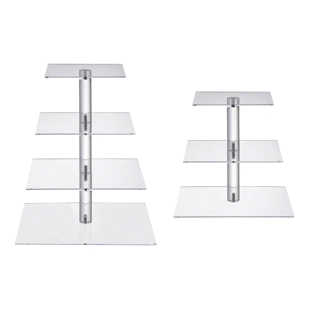 

3/4 ярусная акриловая подставка для кексов со светодиодной подсветкой, подставка для кексов, многофункциональная квадратная подставка для декора вечеринки