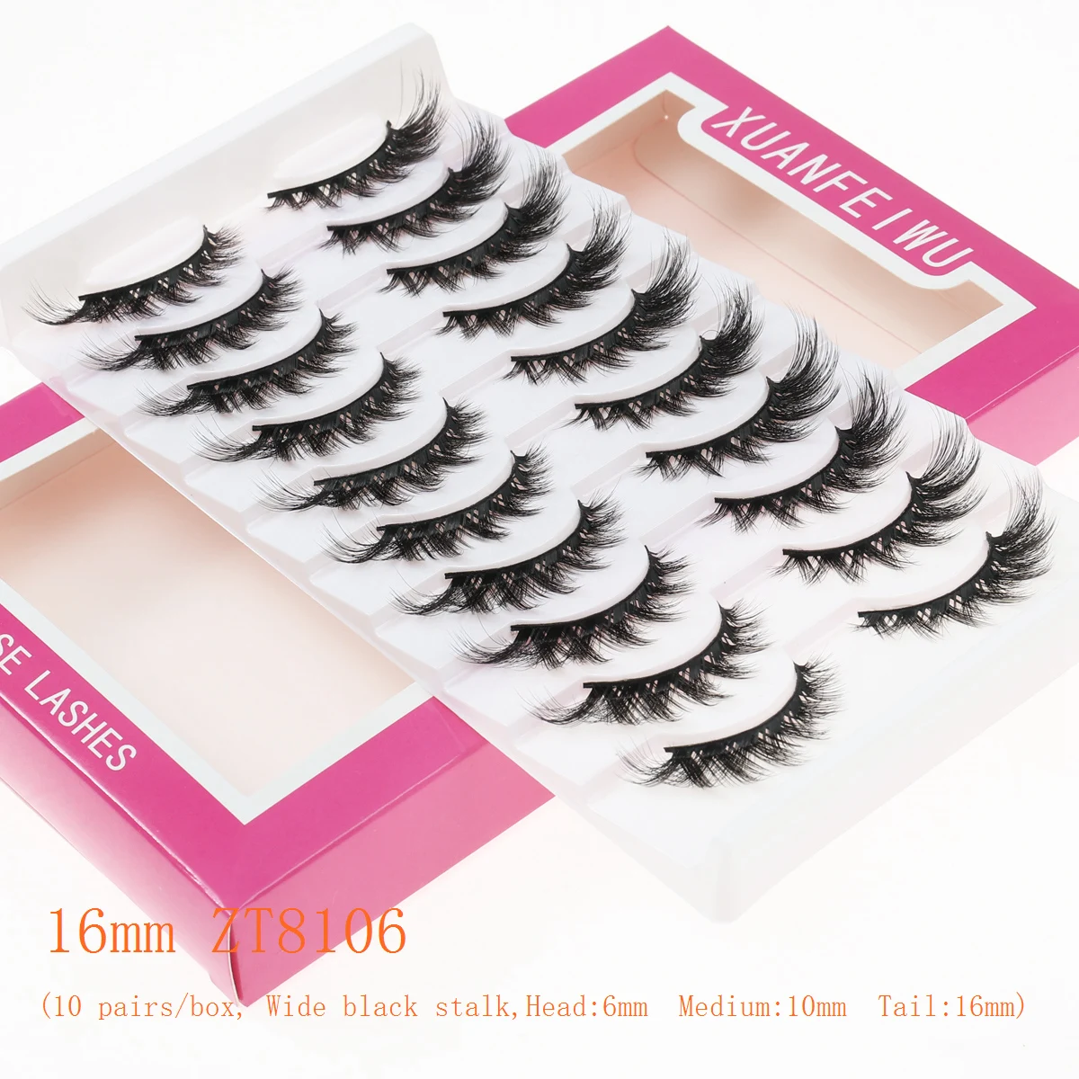 Xuanfeiwu Flauschige Wimpern Manga Cluster Fox Cat Eye DIY Streifen Falsche Wimpern Flauschige Elf Make-up Cluster Wimpern Augenschwanzverlängerung Schräge fliegende Wimpern