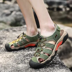 2022 Genuine Leather Men Shoes Summer Men's Outdoor Sandal Anti-collision Fashion Beach Sandals Slippers Sneakers Big Size 38-48