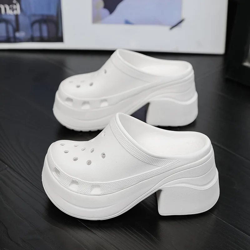 

Summer New Women's Shoes Fashion Hollow Out High Heel Slippers for Woman Comfort Vacation Mule Shoe Designer Shoes Zapatos Mujer
