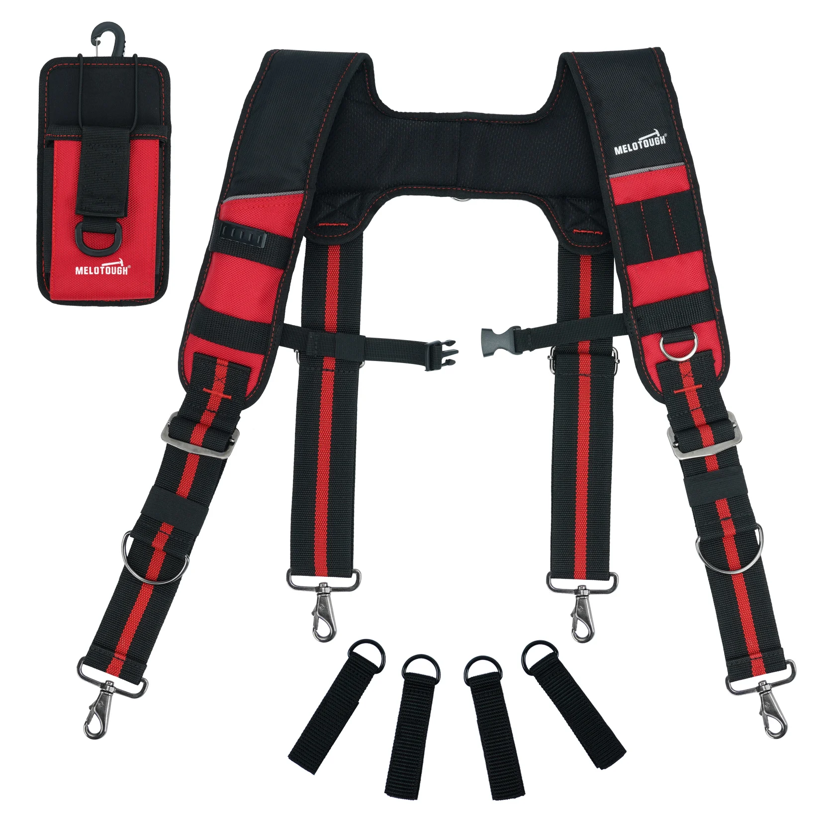 MELOTOUGH Tool Belt Suspenders Construction Bag Suspenders Padded Work Belt Hi Vis Suspenders for Carpenter/Electrician
