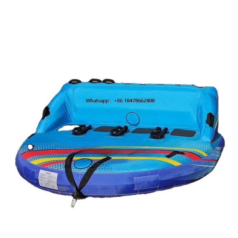

4 Person Watersports Towable Tubes for Boating, Large Nylon Cover Towable Boat Tube with Back Rest for Men and Women
