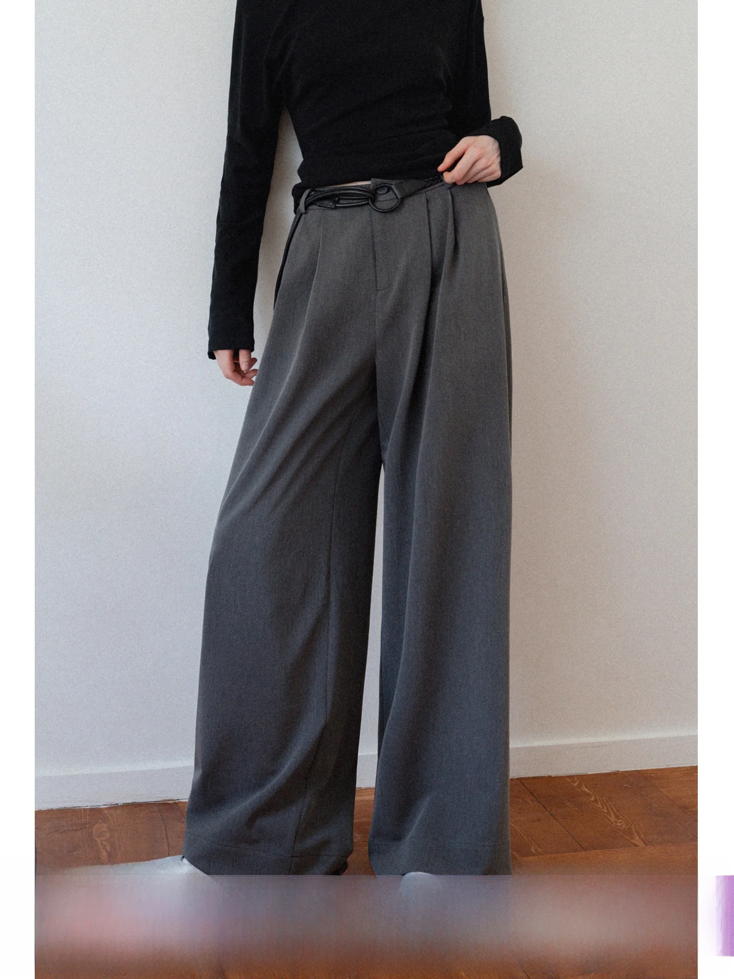 

ay High Waist Straight Leg Suit Casual Pants Women Loose Slimming Commute Wide Leg Pants EGGKA Casual Trousers for Women