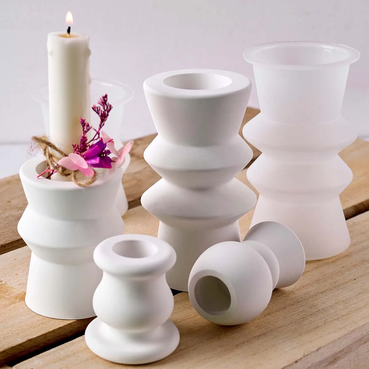 Nordic Candle Holder Silicone Mold DIY Geometric Roman Column Candlestick Clay Molds Plaster Resin Craft Gifts Making Home Decor view 4