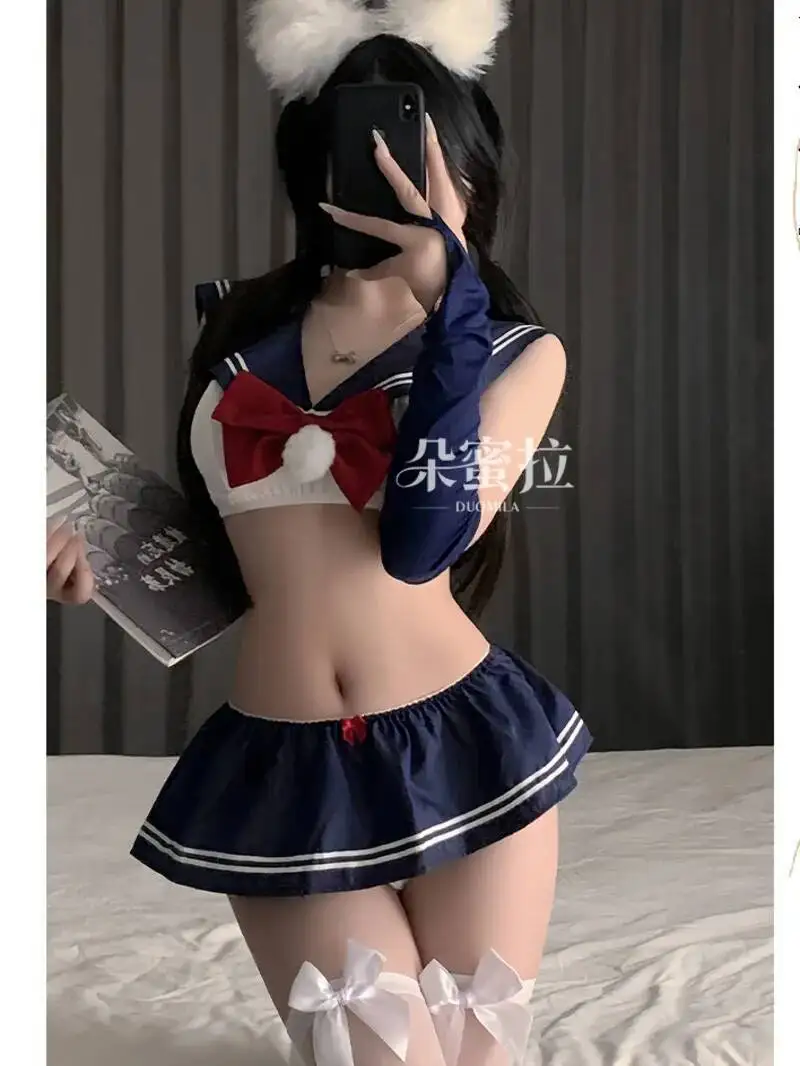 

Sexy Academy Uniform Pure Desire JK Temptation Pajamas Sailor Suit Cosplay Two Piece Skirt Set Hot Sexy Skirts Set 0GT1