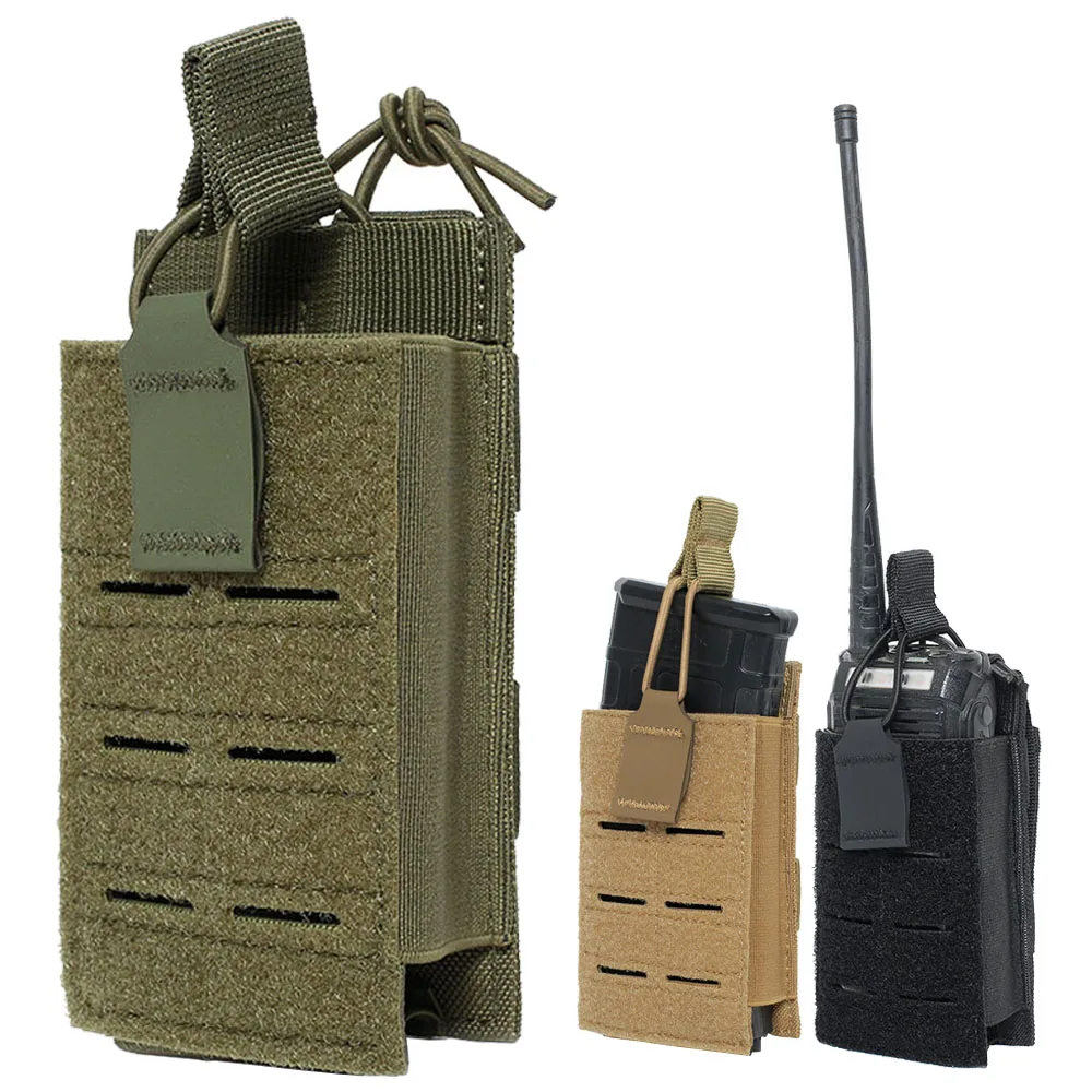 

Тактический чехол для журналов 5,56 для M4 M16 AR15 Molle Laser Cut Mag Holder Эластичный универсальный чехол для рации Сумка для радиоуправления