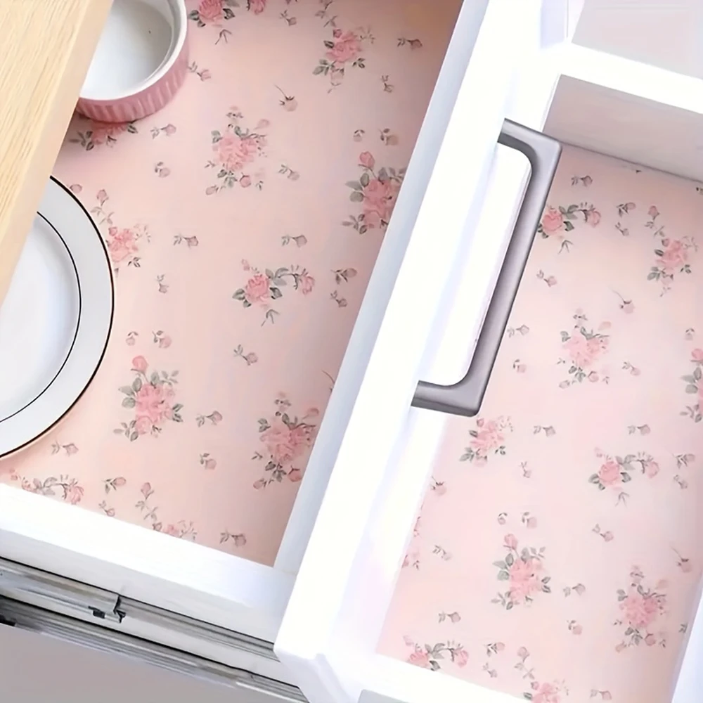 1pc Foundation Rose Pattern Shelf Liner,Durable Organization Liners,Non Adhesive Easiest Install Mat,Cuttable and Dust-proof Pad