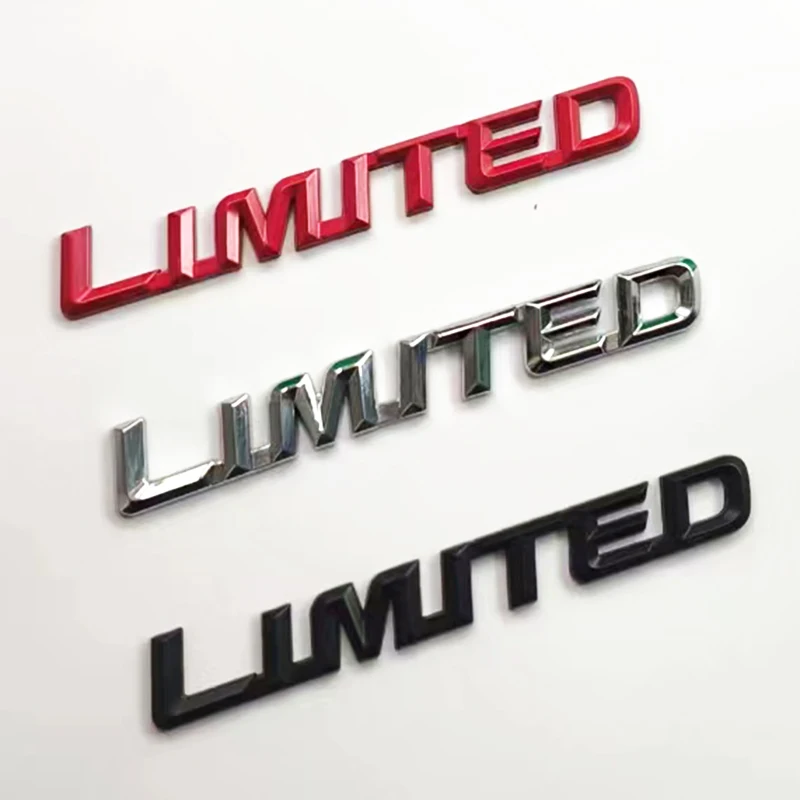 3D Metal Black Chrome Red Letter Logo Limited Emblem Car Rear Trunk Badge For Limited Sticker Accessories