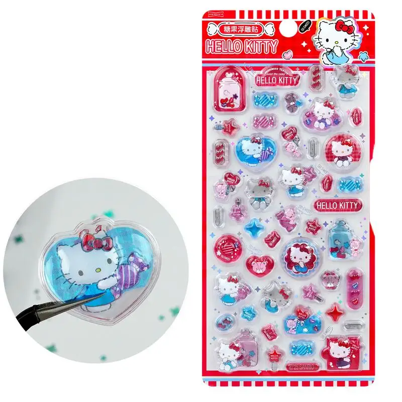 جديد سانريو كاندي يمكن مرحبا كيتي ملصقات كريستال 3D الإغاثة الكرتون جراب هاتف سكيت الزخرفية الأحمر ملصق الفتيات DIY لعبة #5
