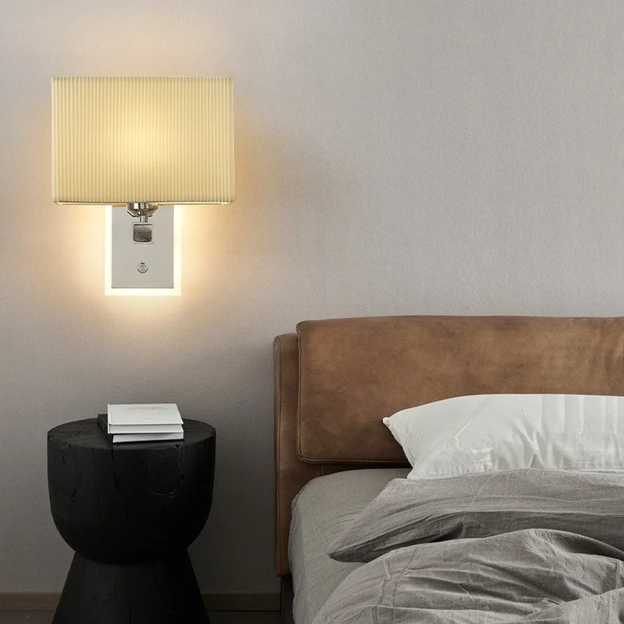 Lampada da parete in tessuto classico americano lampada da comodino cinese a Led per camera da letto applique retrò rustica per scale del corridoio della camera da letto del corridoio di casa