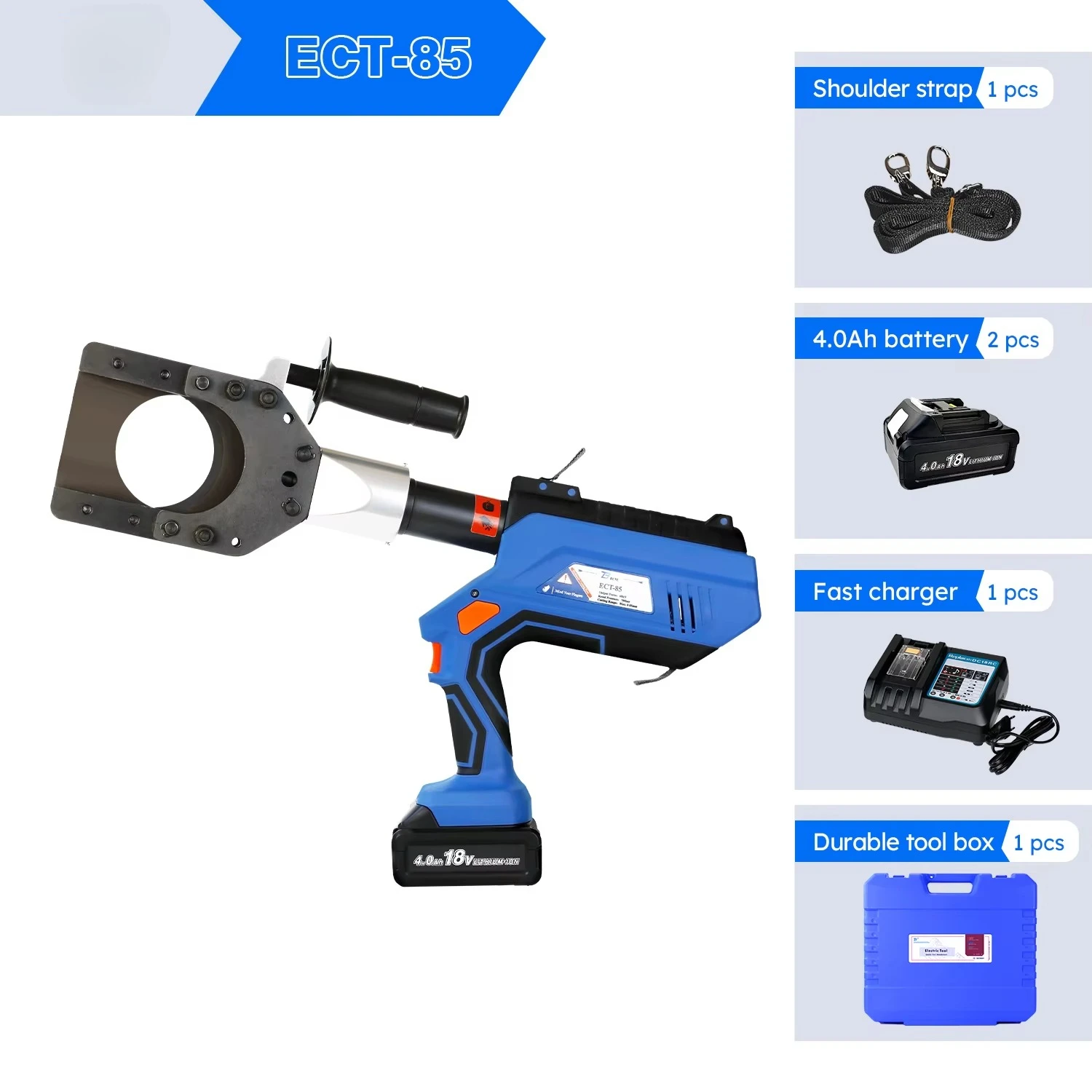 ECT-85 Powerful 85mm OEM Factory CE Approved Cost Effective Hydraulic 18V Battery Cable Cutting Tool view 2