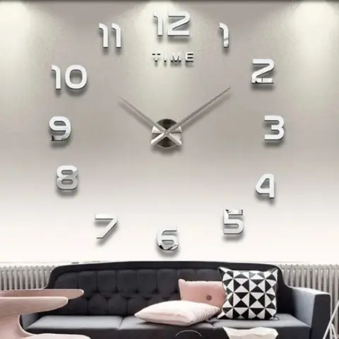 2023 현대 디자인 대형 벽시계 3D DIY 석영 시계 패션 시계 아크릴 거울 스티커 거실 홈 장식 Horloge