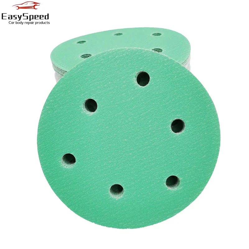 

ATPRO 10PCS Green 5 inch 6 Hole Round Sandpaper For Grinding and Polishing Car Dry Self-adhesive Flocking Pneumatic Machine