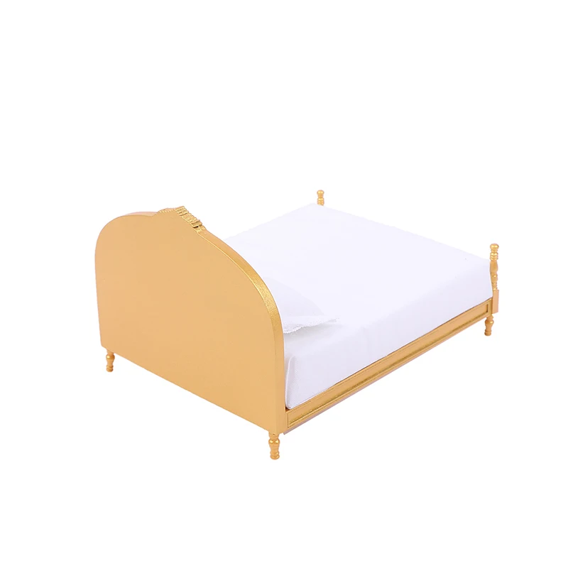 1/12 casa delle bambole in legno Mini letto singolo/matrimoniale casa camera da letto mobili giocattolo regalo soggiorno mobili modello bellissimo giocattolo fatto a mano