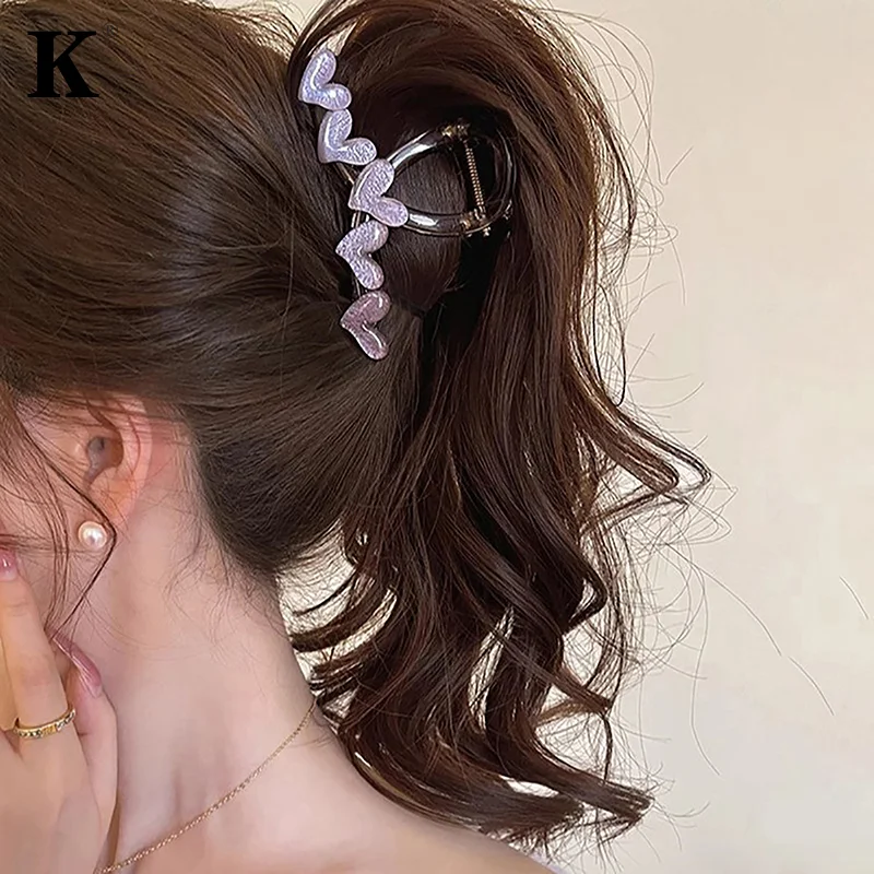 

Fashion Love Heart Hair Claw for Women Elegant Hair Shark Clip Headdress Girls Hair Clips Accessories Korean Simple Headwear