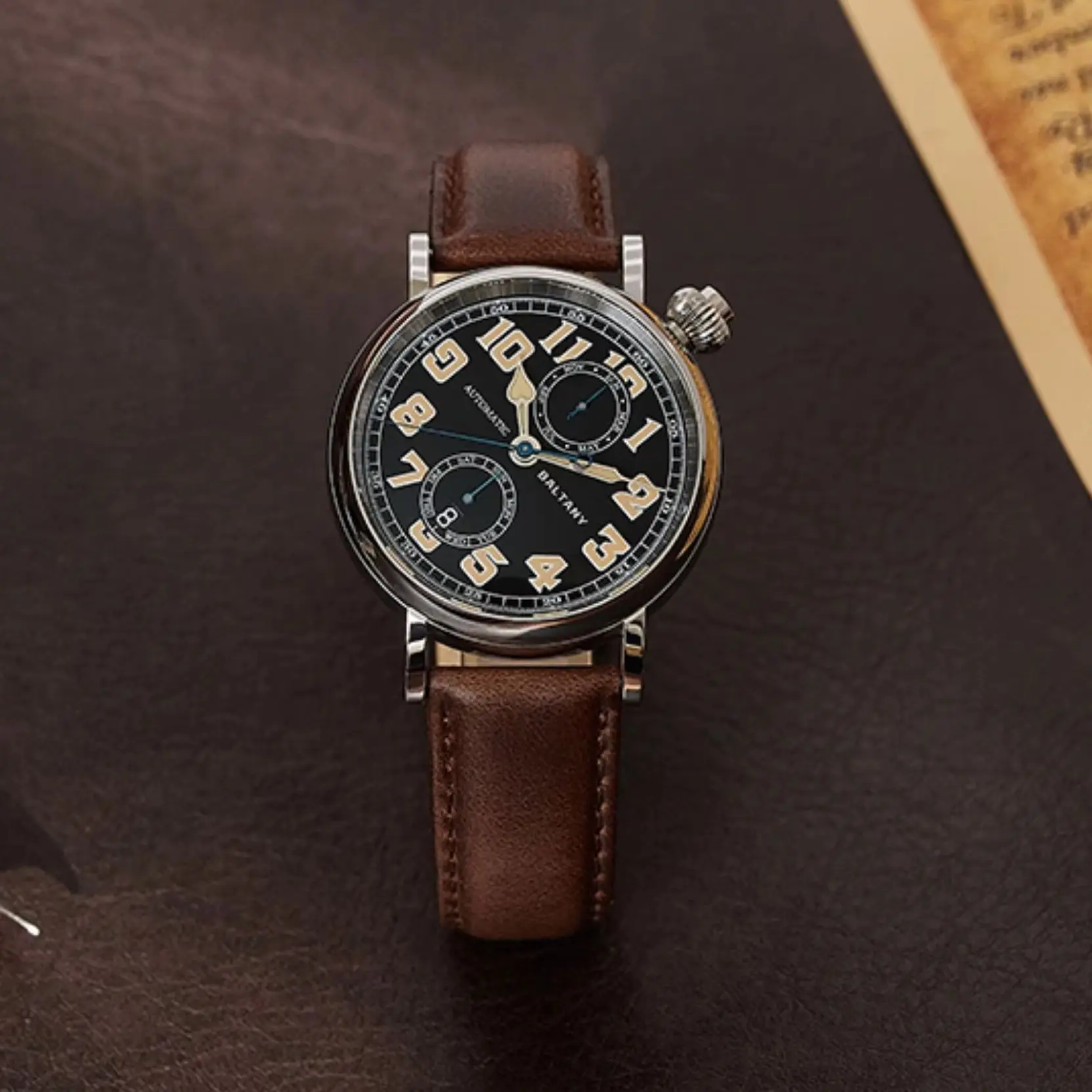 Baltany Men Automatic Watch 41mm Mechaical Wristwatch 50M Waterproof Sapphire Mirror C3 Luminous Miyota 9122