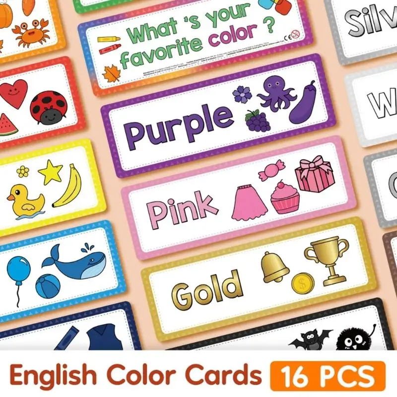 31BA 16 Sheets Early Education Vocabulary Flash Cards Set Features Vocabulary Items And Common Objects For Ages 3-8 Years Old